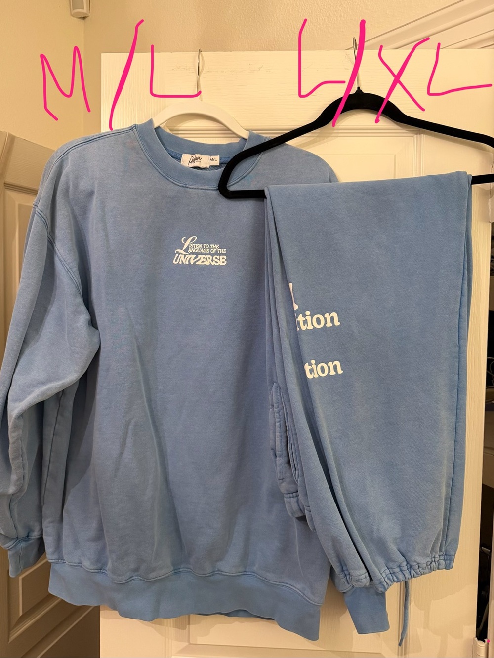 Mayfair Blue Crewneck Set with White Script